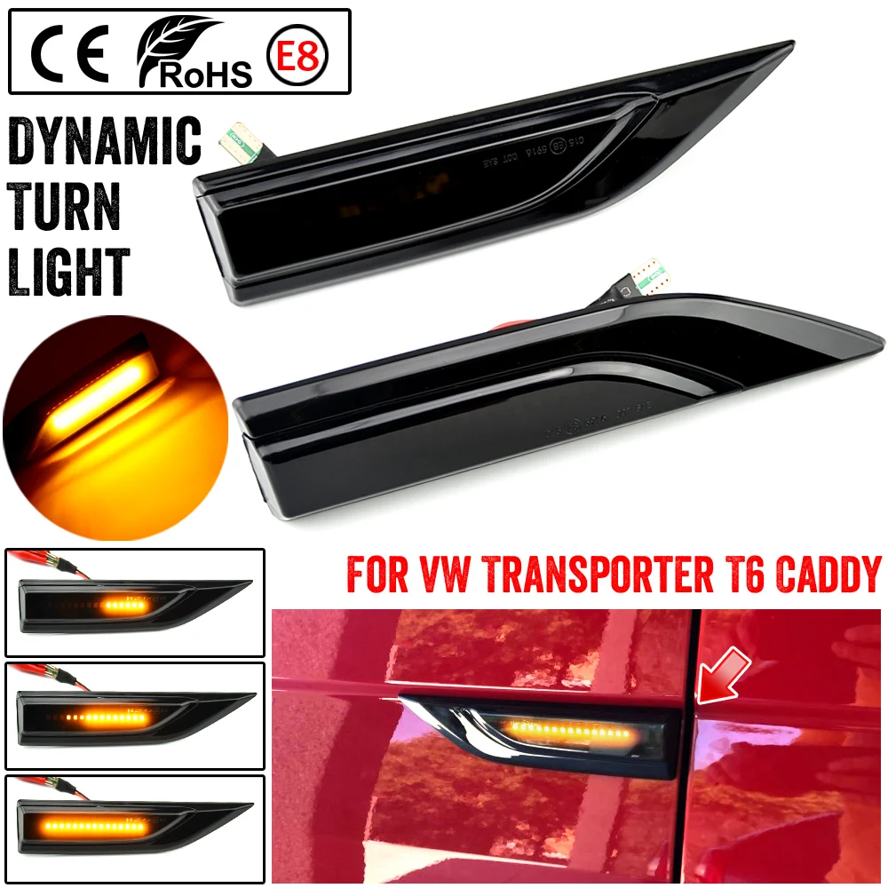 

For VW Volkswagen Transporter T6 Multivan Caddy LED Dynamic Car Blinker Side Marker Turn Signal Lights Lamp Accessories