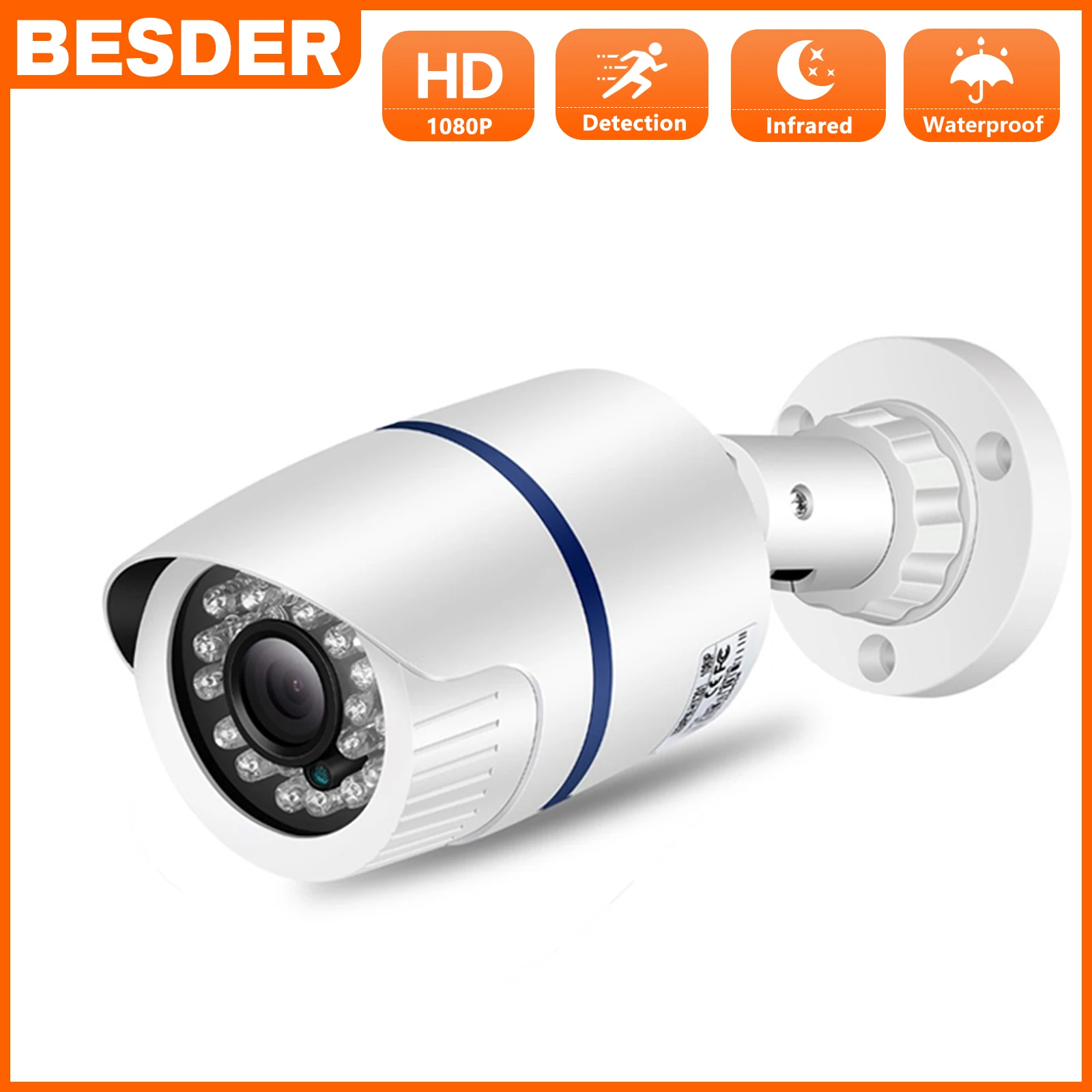 BESDER 5MP 1080P Full HD IP Camera Wide angle H.264 Outdoor Waterproof Home Security Camera CCTV Camera Email Alert P2P XMEye