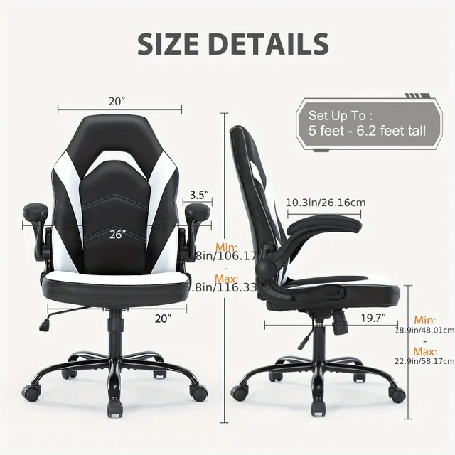 Computer Game Chair High Backrest，Ergonomic Office Seating，With Flip Armrest，Adult Wheeled Video Game Chair 2