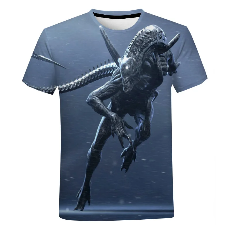 

Футболка Alien Мужская/женская с 3D-принтом, модная уличная одежда с принтом из фильма ужасов, Повседневная оверсайз, одежда для детей и мужчин, на лето