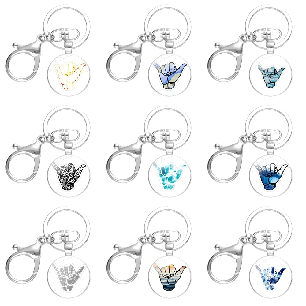 

Модные креативные дизайнерские Мультяшные брелоки ручной работы из стекла с кабошоном сплавов брелоки Shaka