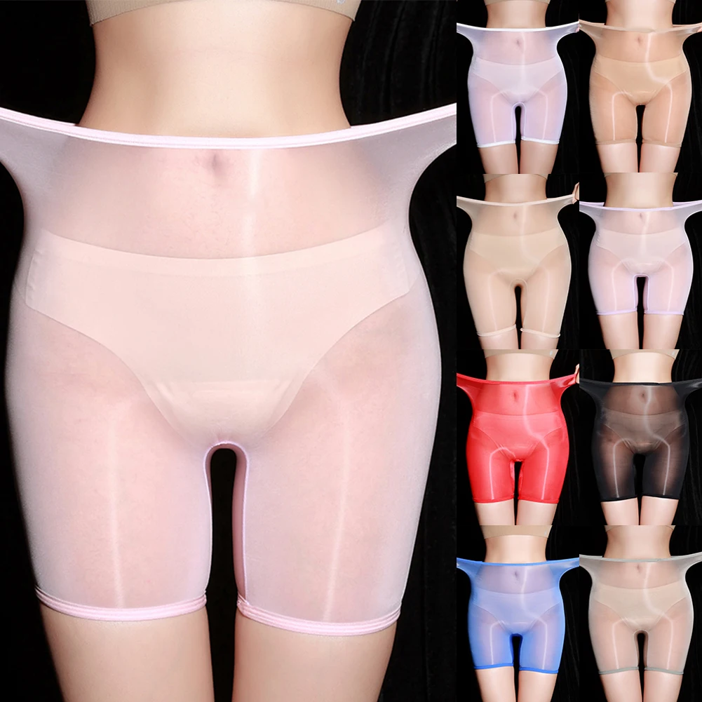 New Men Women Sexy Oil Shiny Transparent Lingerie Panties Lightweight Shorts Boxer Sheer Underpants Erotic Glossy Mens Shorts