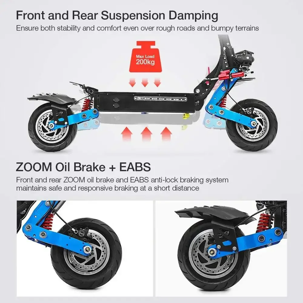 ES19 Stock Dual Motor Adult Electric Scooter 6000W 60V38.4Ah Max Range 135Km Max Speed 85km/h 10Inch Tyres Escooter