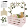 Wood Baby Shower Storage Basket Portable Newborn Baby Basket Decorative Baby Storage Crate with Handle for Boys Girls New Parent 1