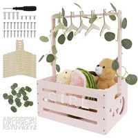 Wood Baby Shower Storage Basket Portable Newborn Baby Basket Decorative Baby Storage Crate with Handle for Boys Girls New Parent 1