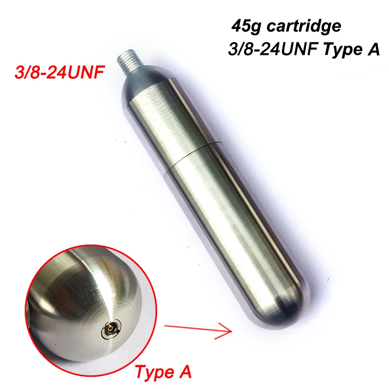 Yüzme havuzu Co2 kapsül için şarj edilebilir silindir Co2 kartuşu 45g çoklu şarj can yeleği Kayak şişirilebilir can yeleği