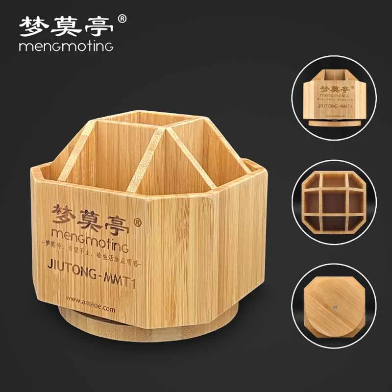 

AMAOE MMT1 360° Rotating Bamboo Storage Box Circle Whirling Receiving Stationery Pen Maintenance Tool Gadgets Holder