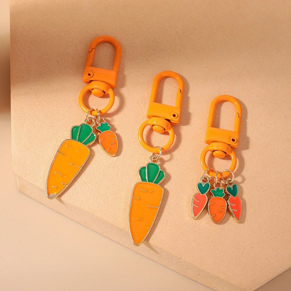 Aihua 3 Stück/Set Niedlicher Karotten-Schlüsselanhänger Lieblicher Karotten-Schlüsselring Anhänger für Frauen Mädchen Handtaschen-Deko DIY Handgemachter Schmuck Geschenke