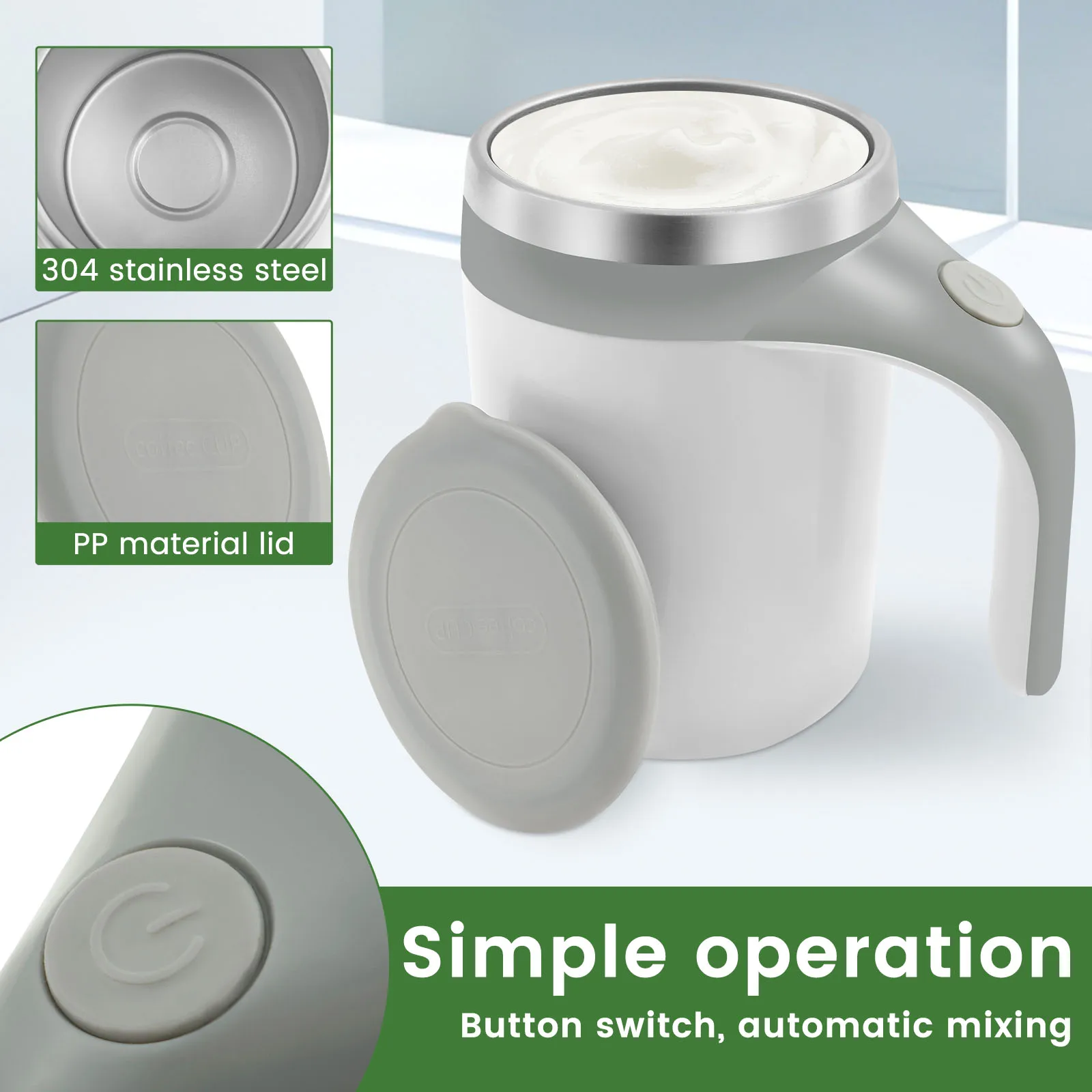 Electric Self Stirring Coffee Mug 380ml - كوب قهوة...