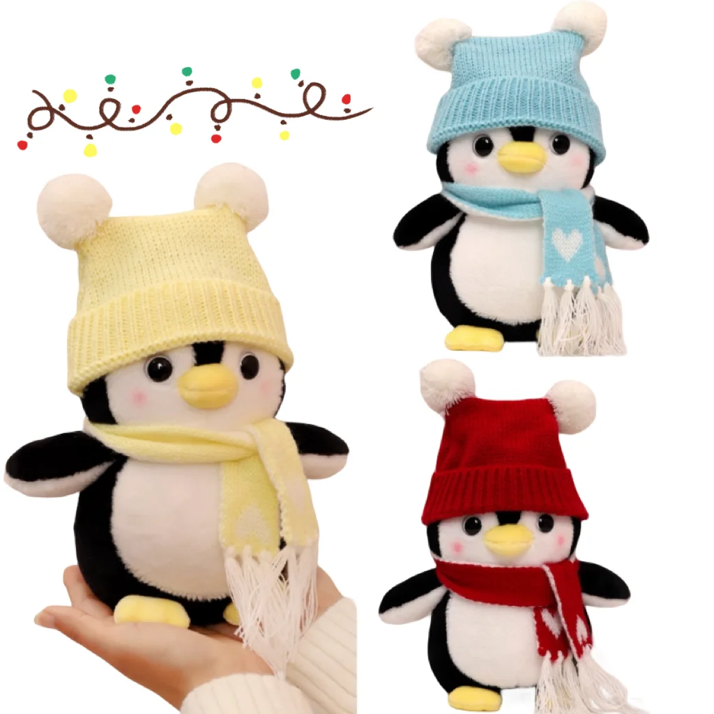 25/35CM Lovely Creative Colorful Penguin With Scarf Hat Soft Plush Toys Accompany Dolls Sofa Decoration Girls Kids Birthday Gift