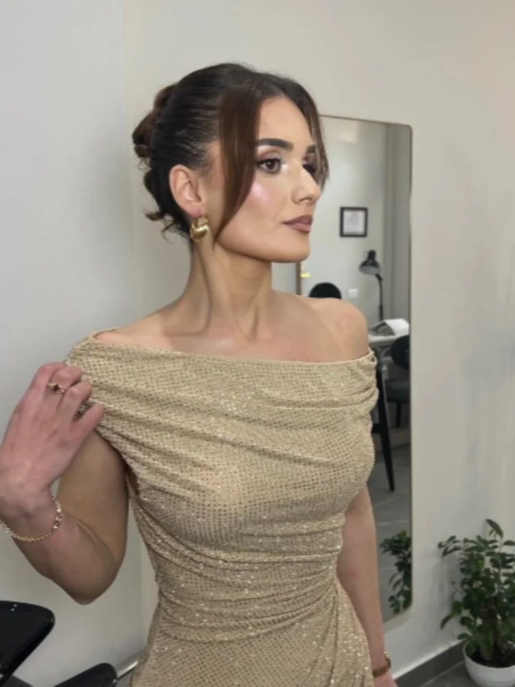 Robe de soirée élégante à une épaule avec paillettes, chic, sexy, dos nu, design plissé, coupe ajustée, longue robe pour femme, NOUVEAU 2026, tenues de soirée