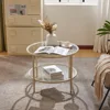 25.6" Round Coffee Table, Transparent Glass Coffee Tables for Living Room, 2-Tier Coffee Table with Storage, Modern Center Table 2