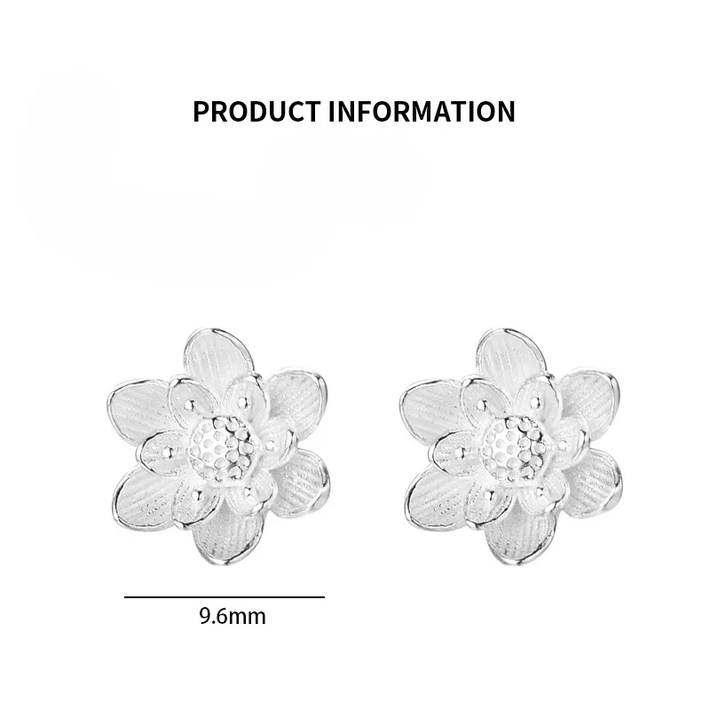 Aretes De Plata De Ley Con Flor De Loto Para Mujeres Adultas Y Adolescentes, Plata De Ley, No Es Una Piedra Preciosa