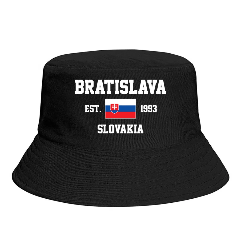 

Bucket Hats Slovakia EST.1993 Bratislava Emblem Flag Sun Shade Cool Outdoor Summer Fisherman Caps Fishing Hat