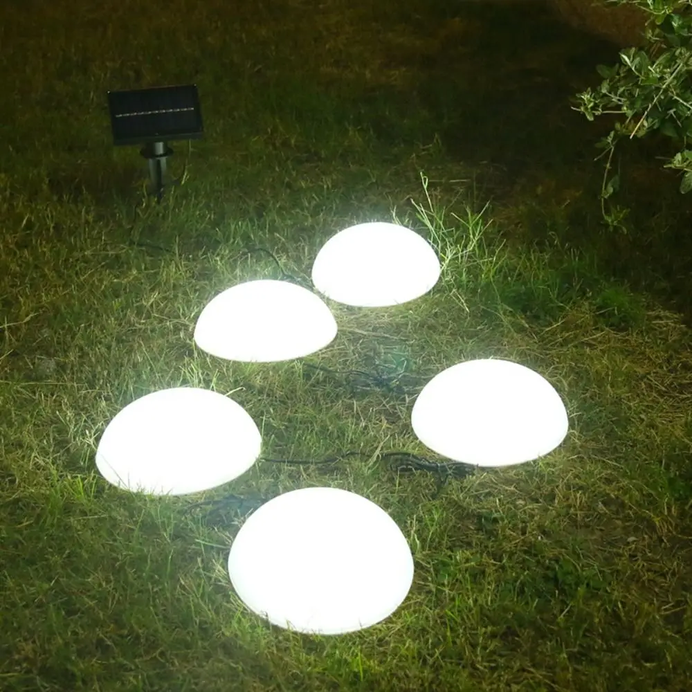 5pcs Half Ball Shaped Solar Ground Lights 1 Drag 5 Reusable Lawn Lamp Weatherproof Cobblestone Lamp Landscape Stairs Yard Deck