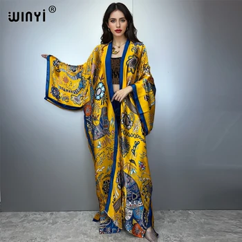 WINYI summer boho kimono fashion kaftan beachwear Cardigan sexy evening dress abaya dubai luxury cover-ups beach outfits women 1
