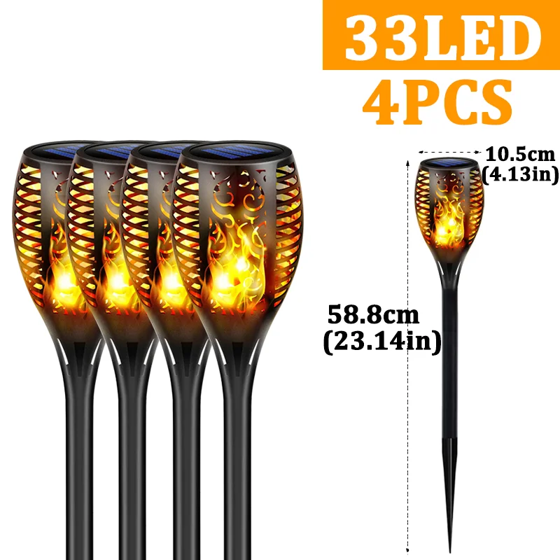 

12/33LED Solar Flame Torch Light Flickering Light Solar Led Light Outdoor Lawn Path Yard Solar Lamp Waterproof Garden Decoration