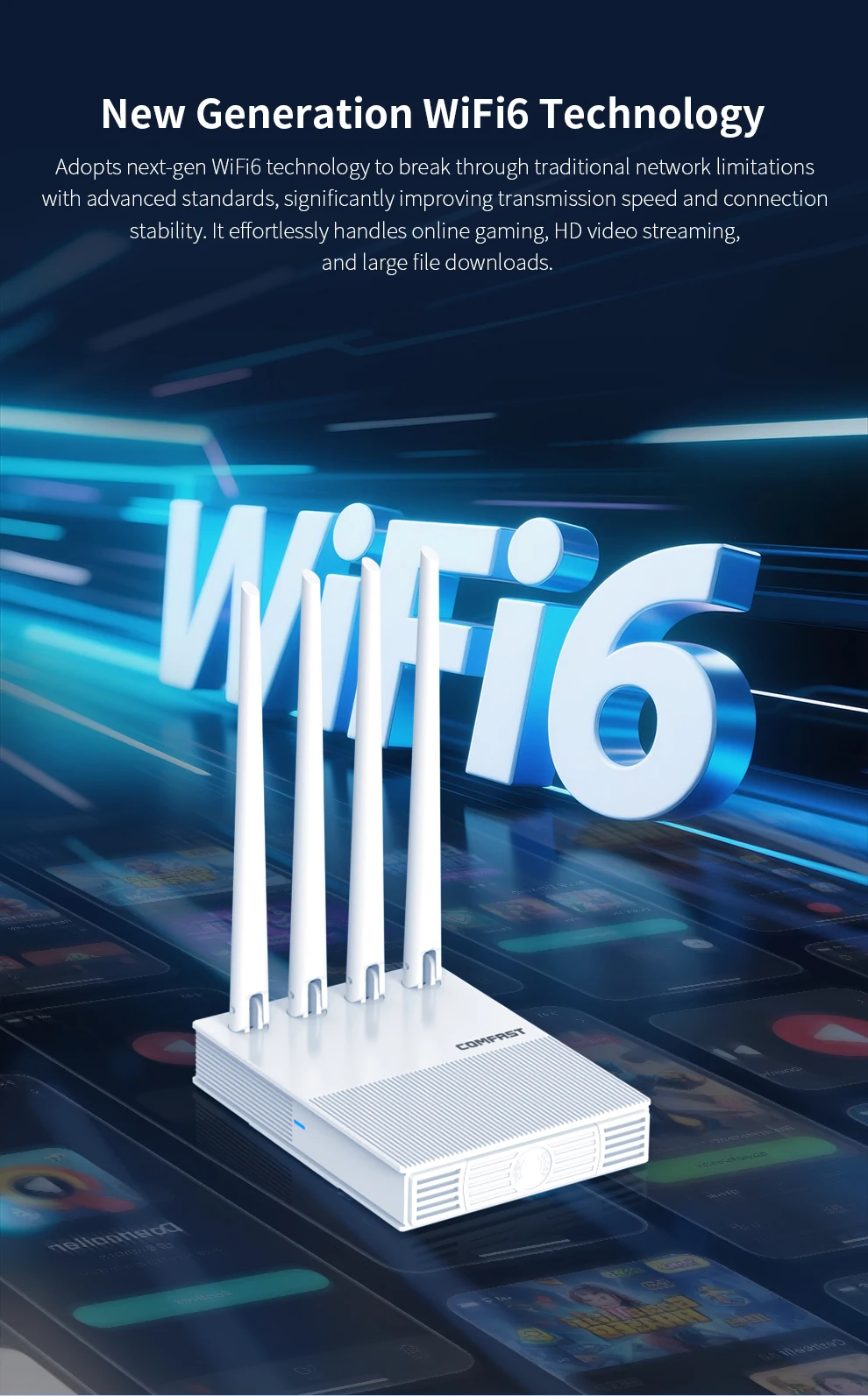 COMFAST 4G LTE Router WiFi6 Router 300Mbps 4G WiFi Portable Router Modem 4 Antenna with SIM Cards Access Point Hotspot Router - 6