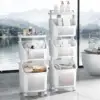 Laundry Cart Dirty Clothes Basket Storage Organizer with Wheels, Laundry Hamper Storage Shelves for Apartment Home Dorm 1