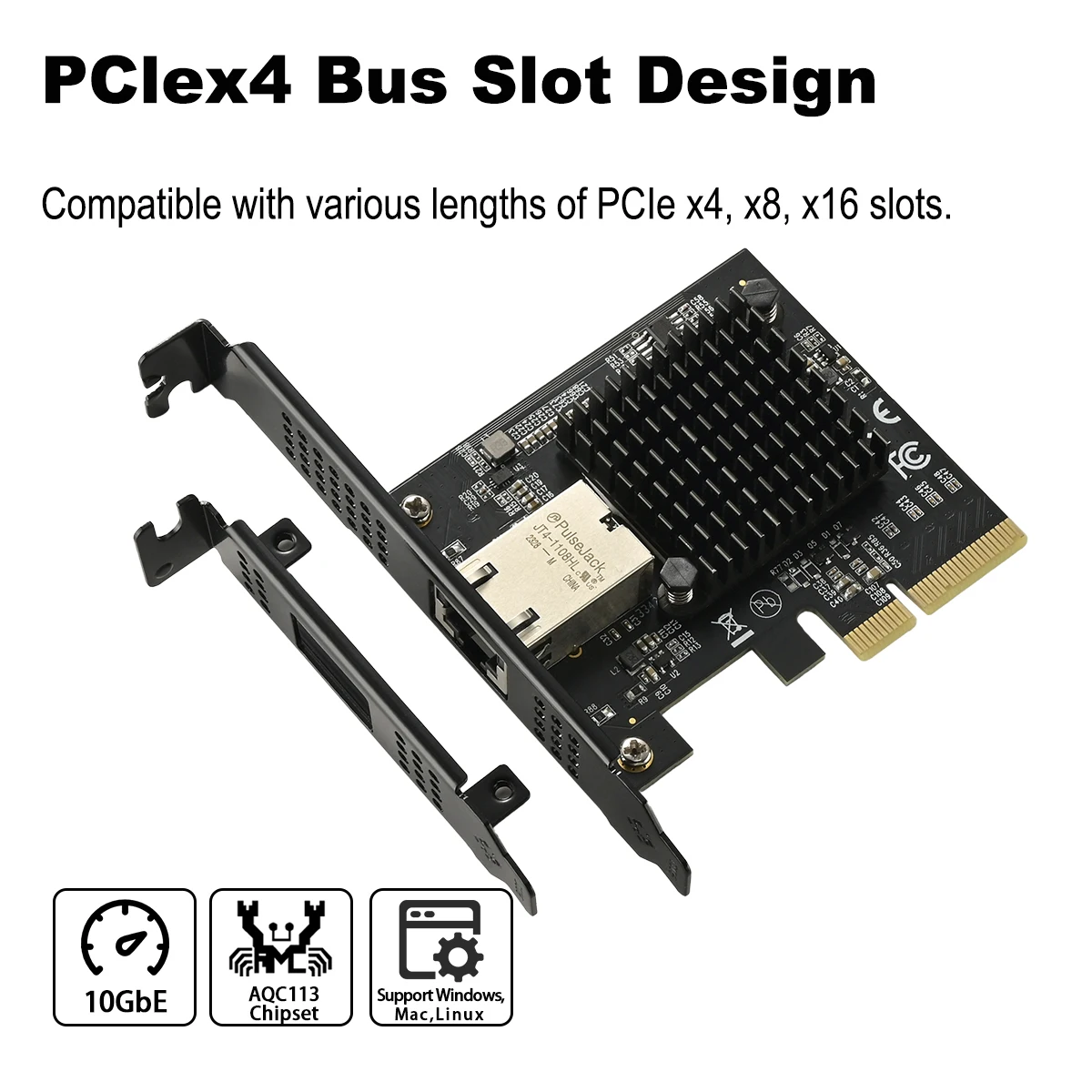 10Gbps AQC113 PCIE にシングルポート RJ45 ネットワークカード 1G/2.5