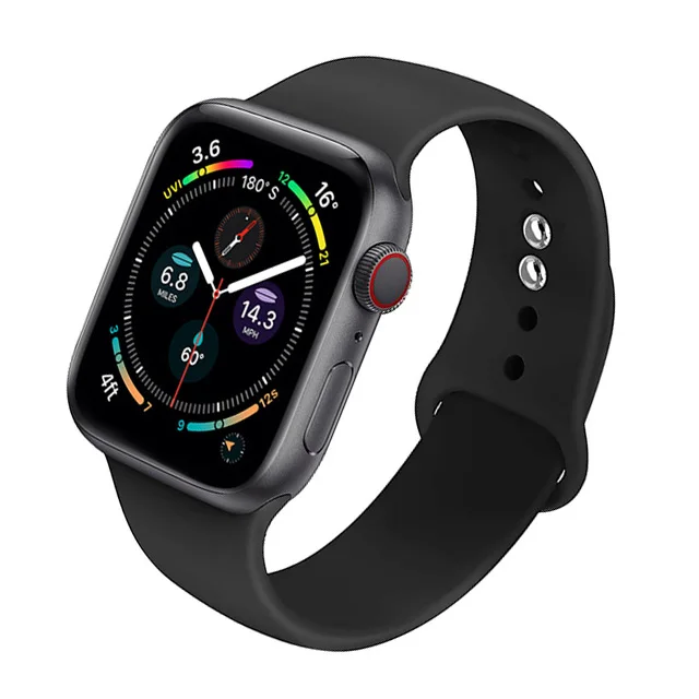 Silicone Strap For Apple Watch Band 44mm 40mm 41mm 38mm 45mm Smartwatch Rubber Sports Watchband Belt Bracelet iWatch 7 6 se 5 4 Black-1