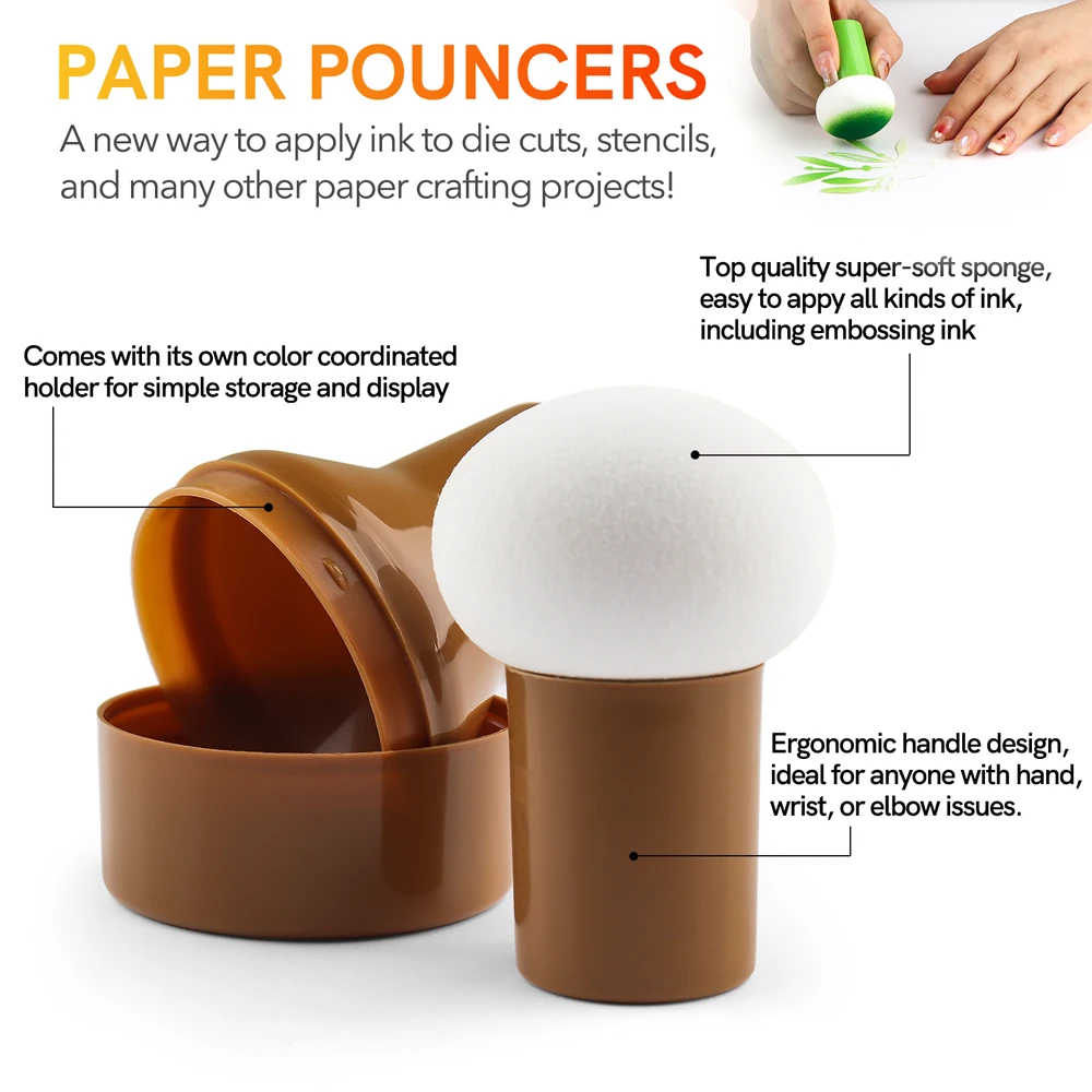 3pcs/set White Paper Pouncers Useful Ink Applicator with Storage Cases for DIY Scrapbook Watercolors Embossing Ink Project Craft