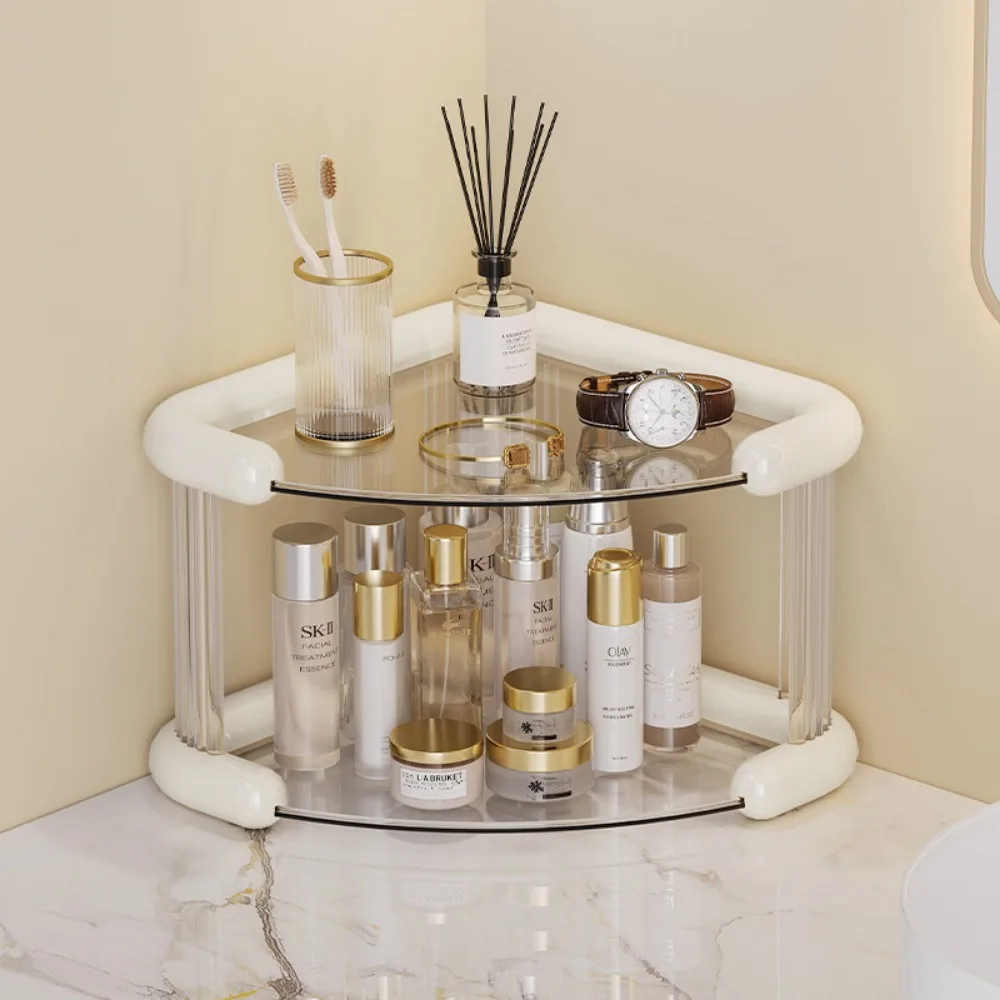 Transparent Makeup Rack 3-Tier Triangle Corner Shelf For Vanity Cosmetic Lipstick Storage Shelf Kitchen Bathroom Storage Rack 4
