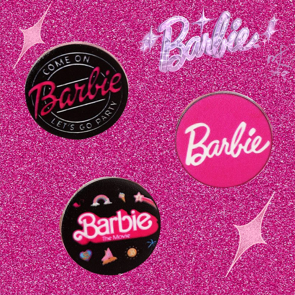 

Barbie Metal Pin Kawaii Delicate brooch Trendy badge Stylish Movie Decoration Bags Ornaments Lovely Girls Kids Gift Cute Pink