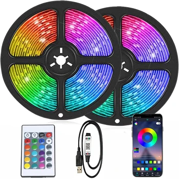 5050 RGB LED 스트립 라이트, 블루투스, 1M-30M, 5V, USB LED 스트립, TV 백라이트, 방 장식, LED 테이프 다이오드, 유연한 리본, 크리스마스