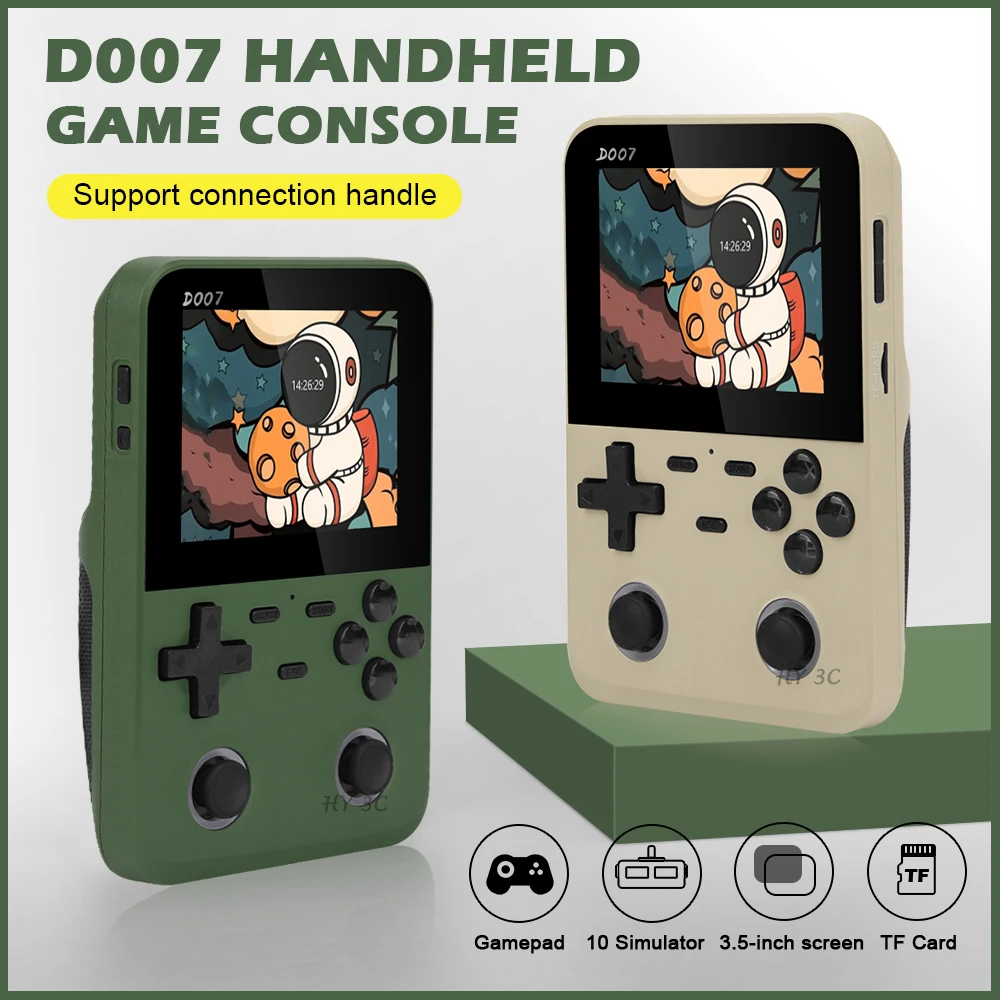 

New D007 Portable Video Game Console With 3.5 Inch 640x480 IPS Screen Built-in 64G Memory 10000 Retro Game Handheld Game Console