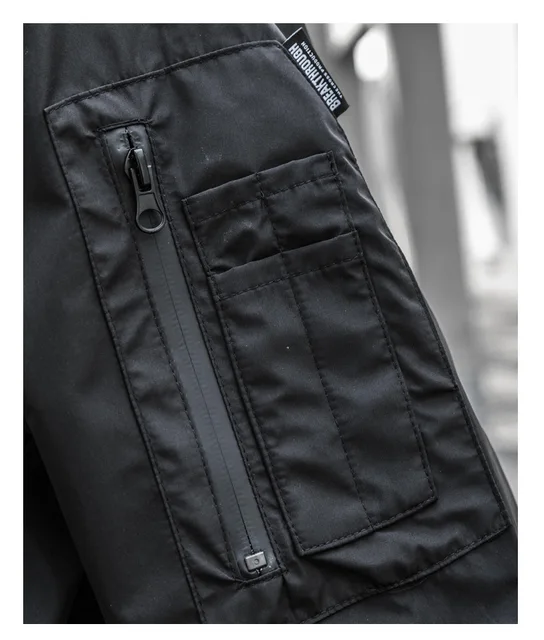 Reflective Patch Multi Pocket Hooded Jacket 12