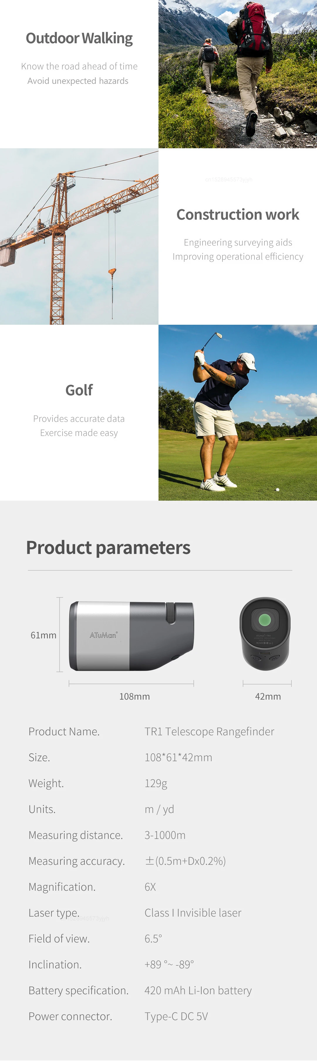 Xiaomi DUKA TR1 1200m Laser Range-Finder Golf Monocular Distance