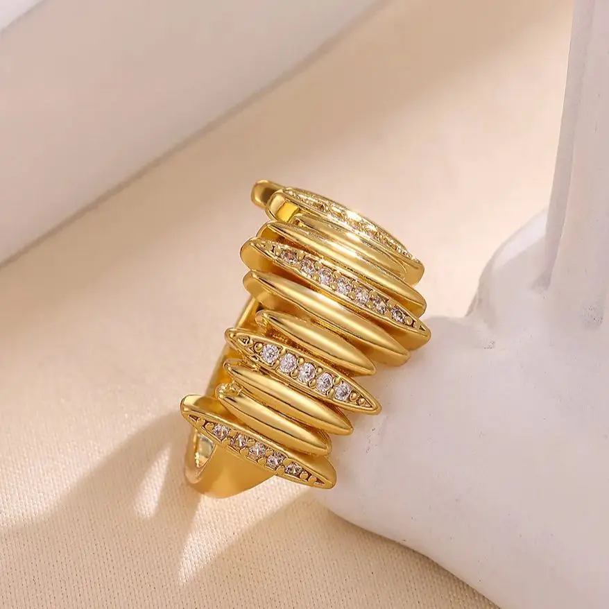 Zircon Multi-layered Ring for Women Adjustable Ring