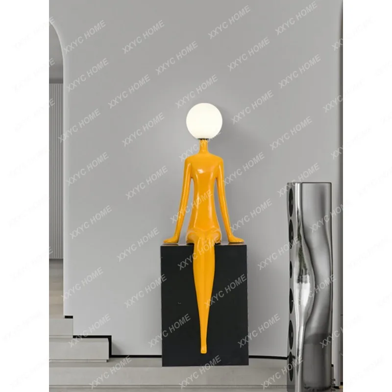 

Hallway Humanoid Sculpture Decoration Living Room TV Cabinet Creative and Slightly Luxury Large Floor Lamp