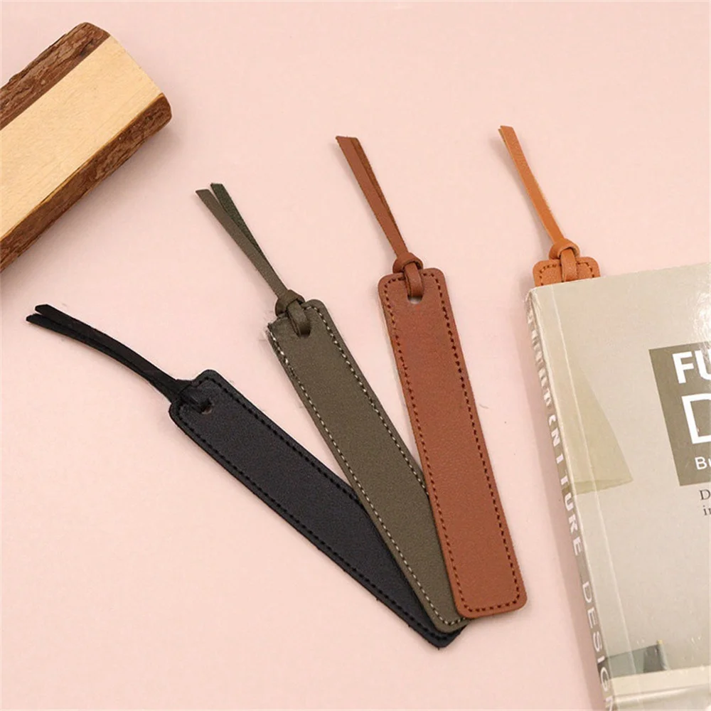 Pu Leather bookmarks stationery supplies leather bookmarks Multi-Color Sewn Book Mark Page Holder Divide Tags Reading Book Clip Student Stationery Accessories