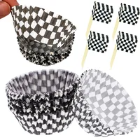 Racing Car Theme Party Decoration Checkered Paper Cups Cake Toppers For Race Theme Party Decor Car Theme Birthday Party Supplies 1