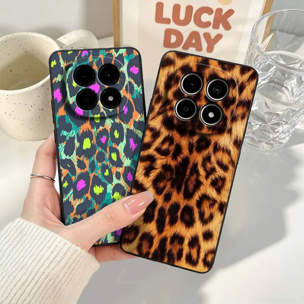 Luxurious Black Soft Cover with Brown Leopard Print Phone Case