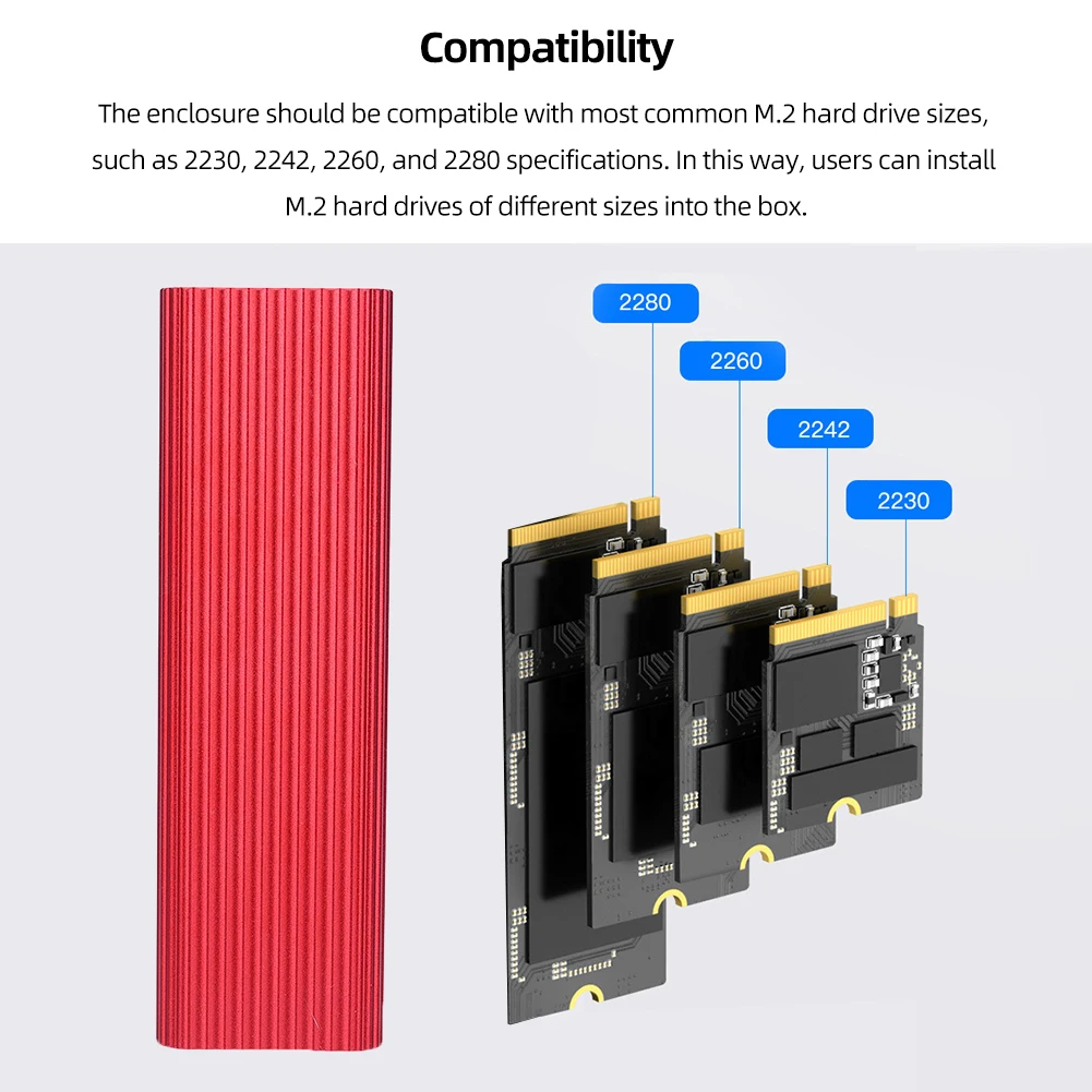 ޴ ϵ ̺ Ŭ M.2 ϵ ũ ̺ ڽ, USB 3.0 3.1 NVME SSD  ̽, 2230, 42, 60/80 M.2 NVME SSD