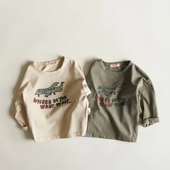 2025 Autumn New Baby Long Sleeve T Shirts Children Cartoon Letter Print Loose Tops Kids Tee Boy Girl Infant Cotton T Shirts
