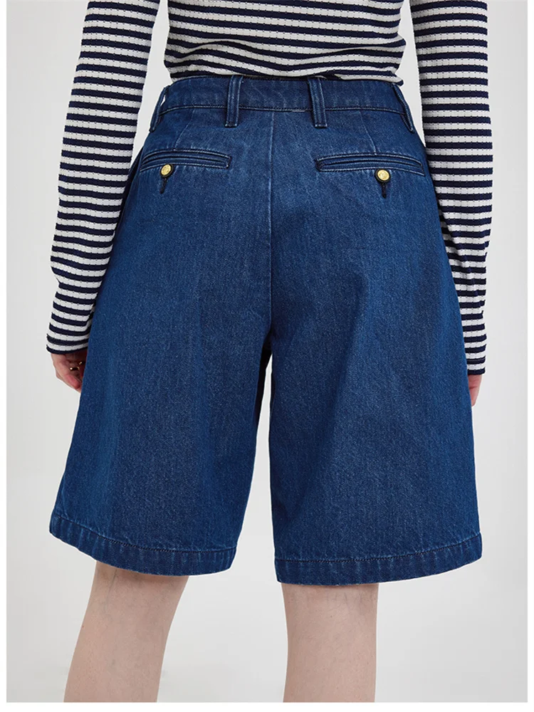 MOLAN 2023 New Womam Denim Shorts Pockets Vintage High Waist Zipper Fly Female Autumn New Shorts