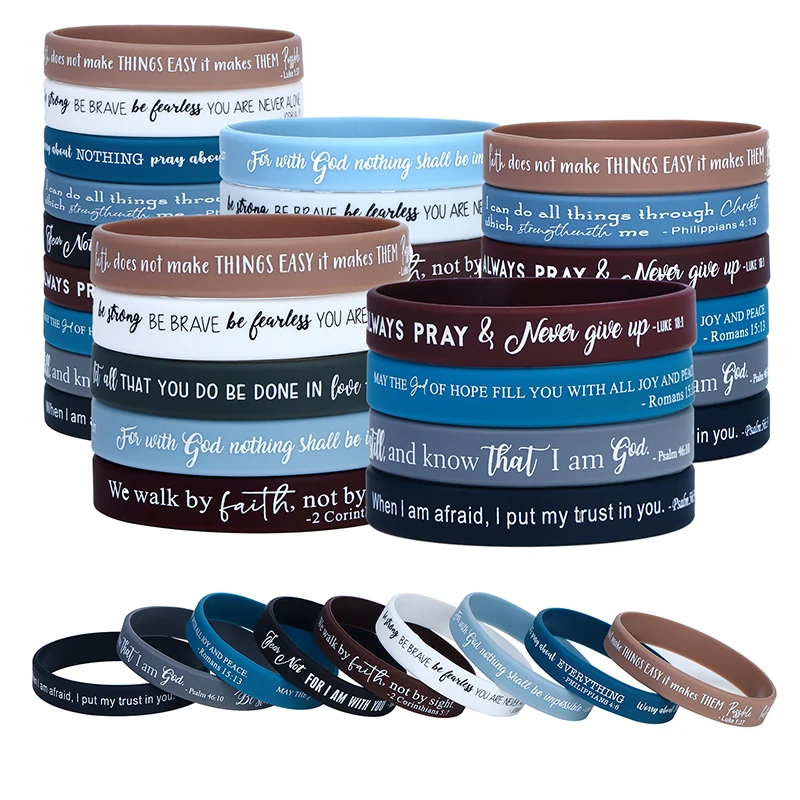 Braccialetti Con Croce In Silicone – 7 Colori – Taglie XS S M L – Regalo Religioso Cristiano