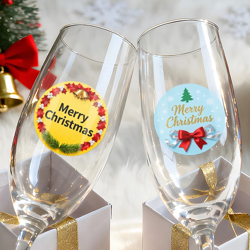 맞춤형 초콜릿 사진 스티커, 크리스마스 캔디 만들기용 개인 맞춤형 원형 라벨, 웨딩 파티 장식 공예 재료