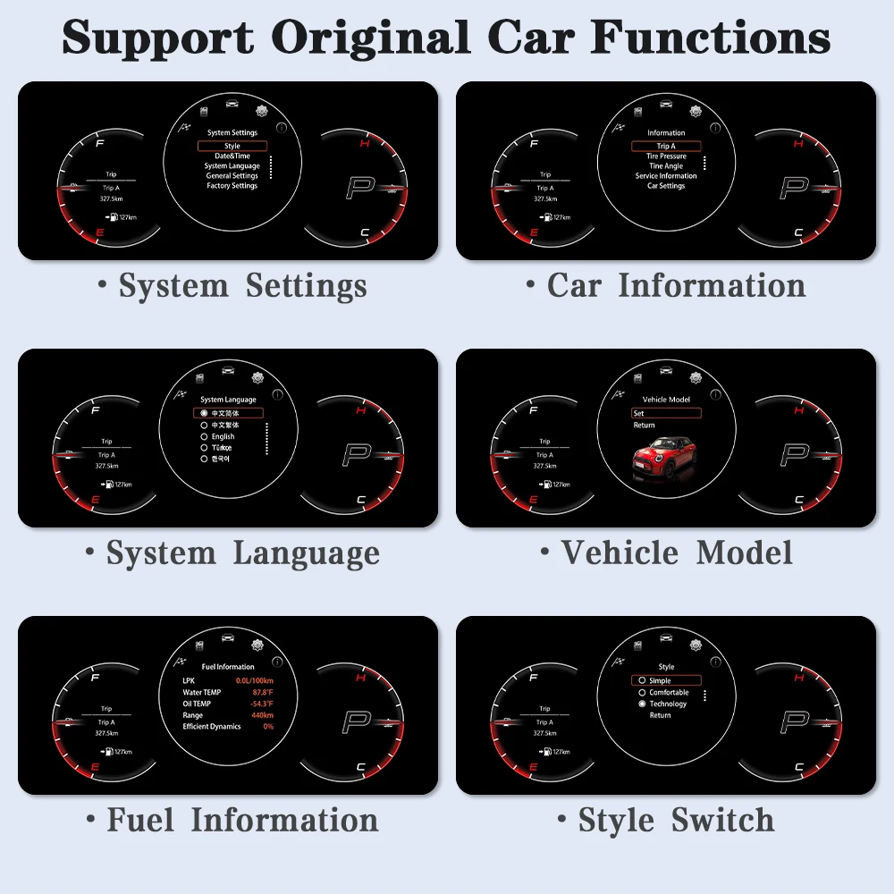 AUTOTOP-instrumento medidor de velocidad de 3,4 pulgadas para BMW MINI Cooper R55 R56 R57 2006-2014, Panel de tablero LCD automático, grupo Digital Linux Fual 4