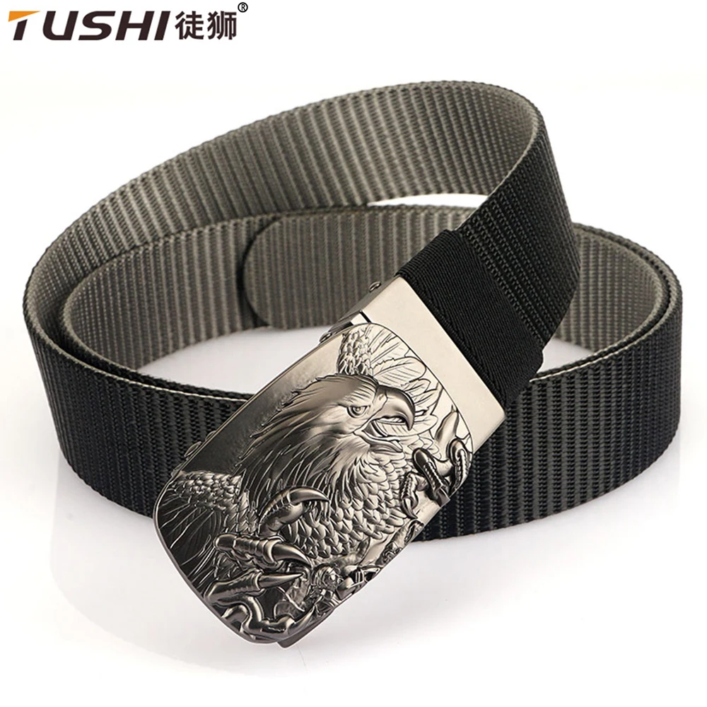 TUSHI New Rotating Buckle Double Sided Nylon Belt Outdoor Sports Military Tactical Belt Metal Buckle Special Operations Belt