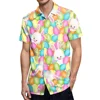Happy Easter Day Kawaii Men Cartoon Rabbit Hawaiian Shirts 3D Printed Beach Shirt Women Clothe Kids Colored Egg Shirt Button Top 1