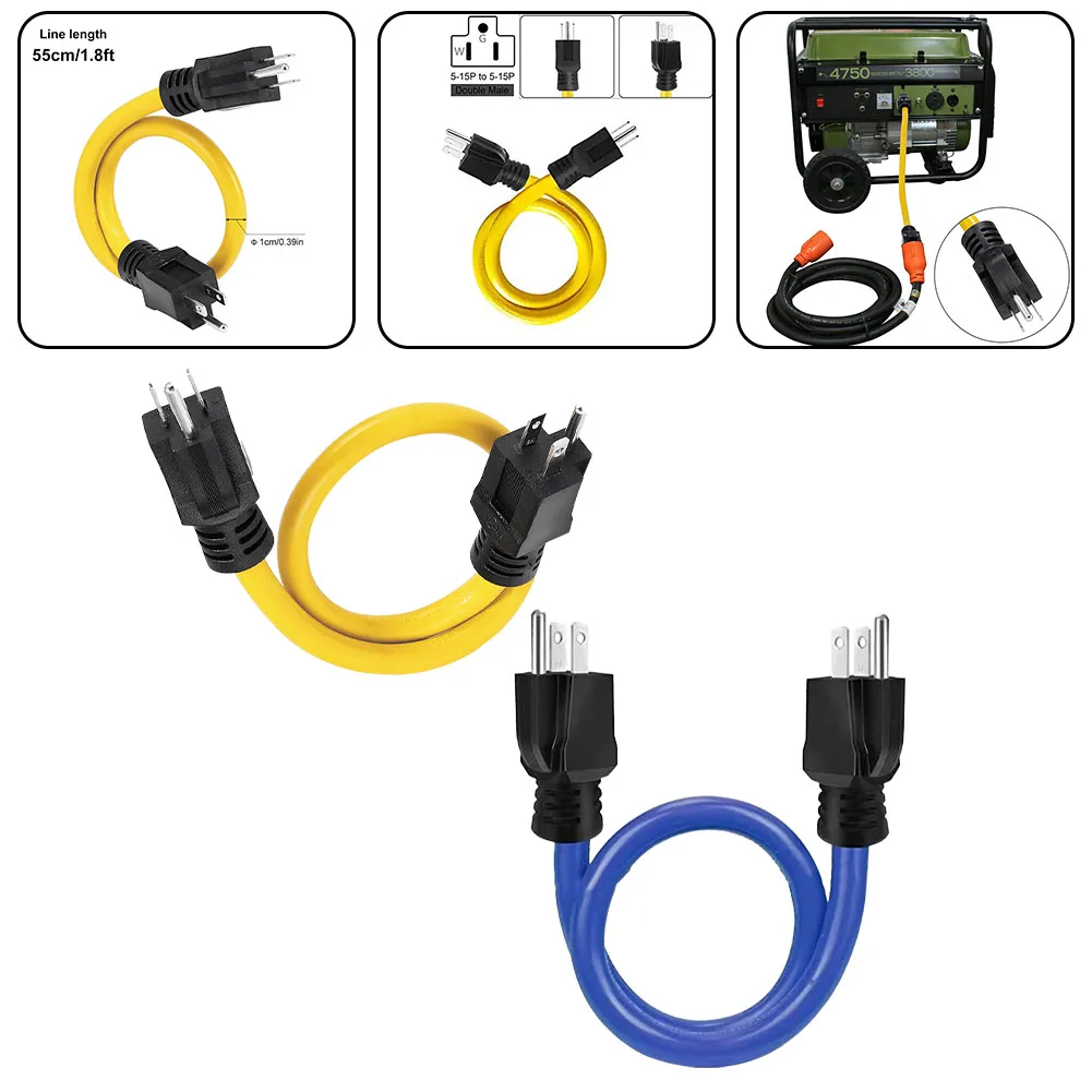 Description Picture 4 of item3 Prong Plug 12AWG 125V Double Male Extension Cord Generator Adapter For Transfer RV Boat Battery Solar Panel Portable Power