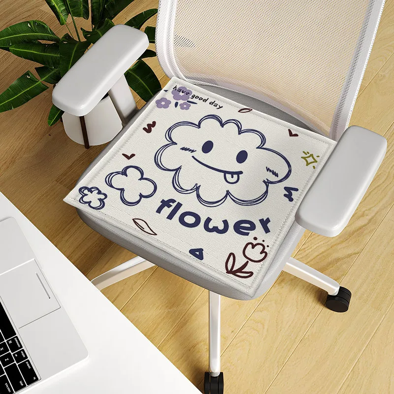 

2024 Summer Cool Chair Cushion Cartoon Print Breathable Cushion Office Living Room School Student Seat Anti-slip Mat