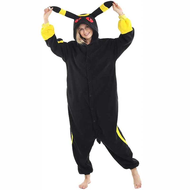 Adult Monster Kigurumi Onesie Black Yellow Pajamas Warm Fleece Animal Halloween Party Cosplay Costume Pyjamas