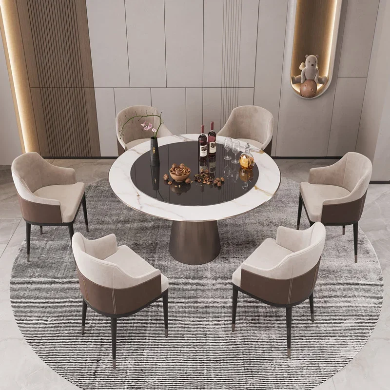

Nordic Light Luxury Dining Chairs Leather Modern Minimalist Dining Chair Creative Backrest Table A Manger Deco Table GPF50YH
