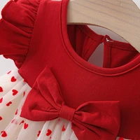 (0-3 Years Old) Summer Baby Girl Bow Flying Sleeves Princess Dress Girl Korean Edition Little Love Birthday Dress 4
